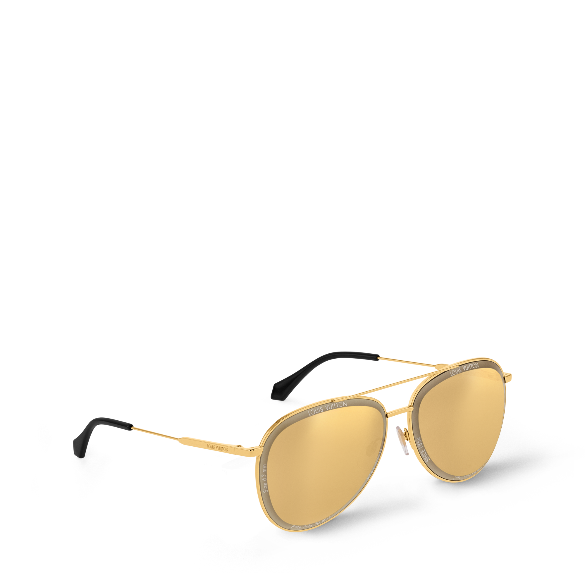 Louis Vuitton アビエーターサングラス ゴールド LOUIS VUITTON SUNGLASSES LV ASH BLACK/GOLD accessories mens